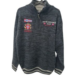 NorWear Norwegian Norway Arctic Explorer Club Men's 1/4 Zip Small Heathered Blue